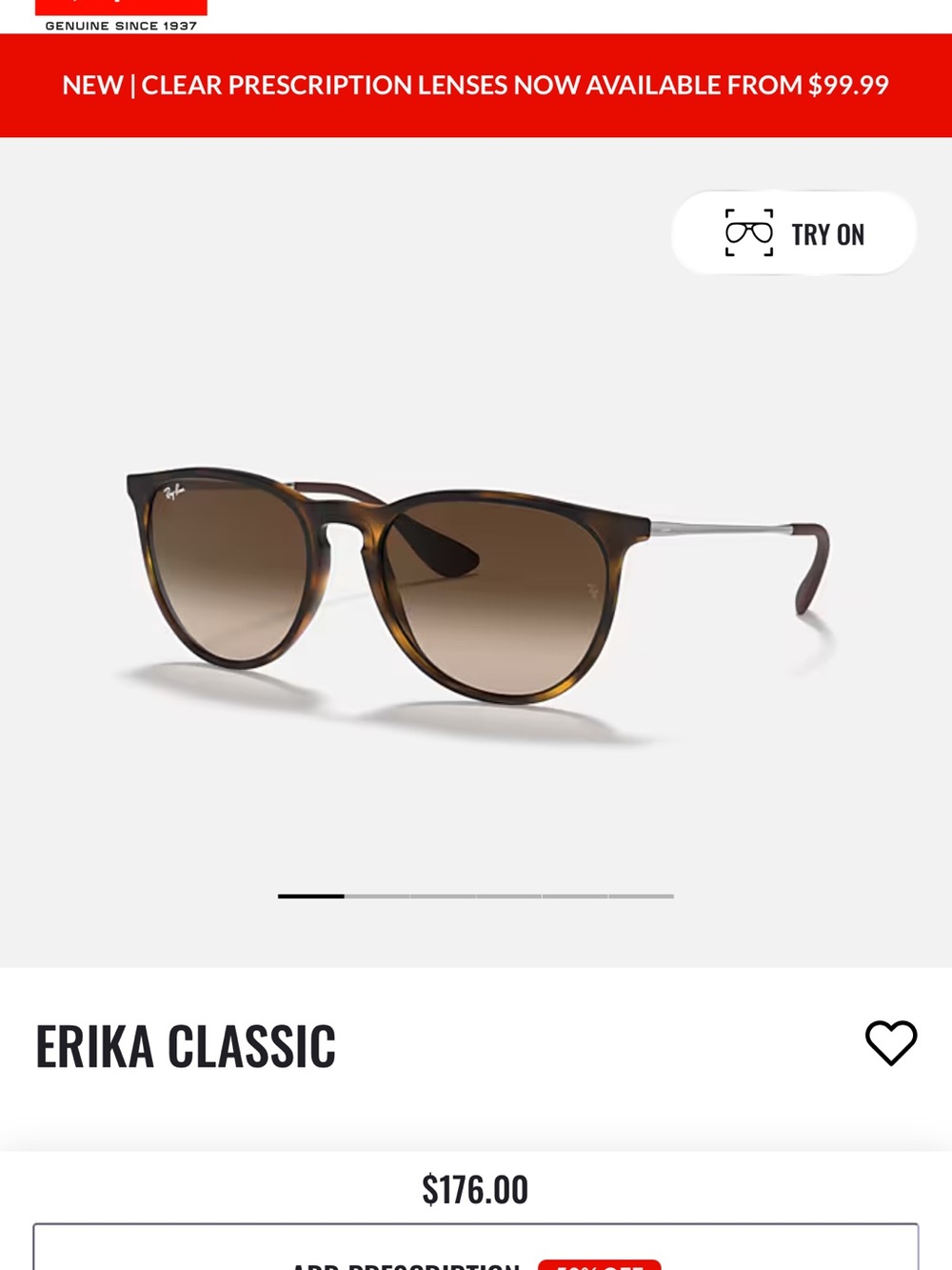 Ray-Ban Erika Classic Tortoise Frame with Brown Gradient Lenses - Men
